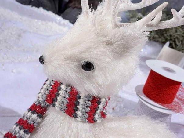 White Christmas Reindeer with Glitter - Interior Decoration - 2