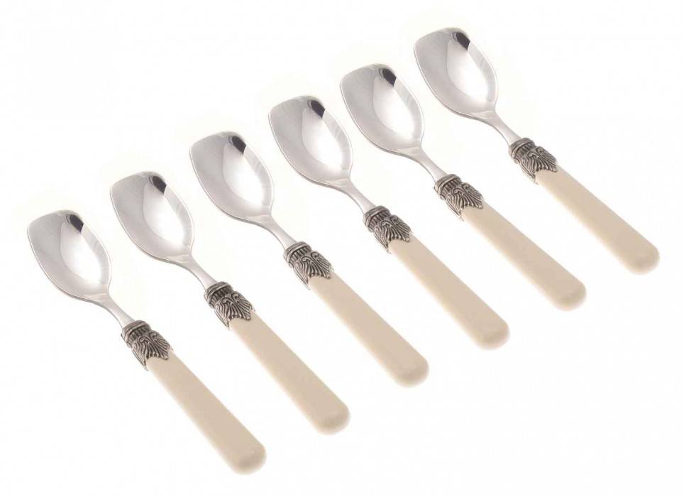 Set 6 Pieces Ice-Cream Spoon - Classic Model - Cream Color - Cutlery Rivadossi Sandro - 