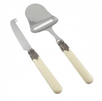 Set 2 Pieces - Cheese Knife and Grana Shovel - Rivadossi Sandro - Classic-Vintage Model - Ivory Color