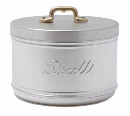 Aluminum Cookie Jar with Vintage Style Brass Handle - Made in Italy -  - 