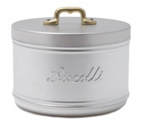 Aluminum Cookie Jar with Brass Handle - Vintage Style - Made in Italy - 