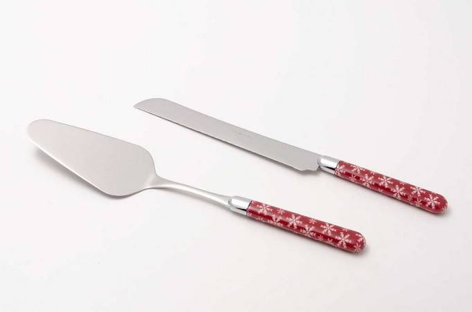 Rivadossi Christmas Cutlery - Ice - Set of 2 Cake Shovel and Knife - Red Color -  - 