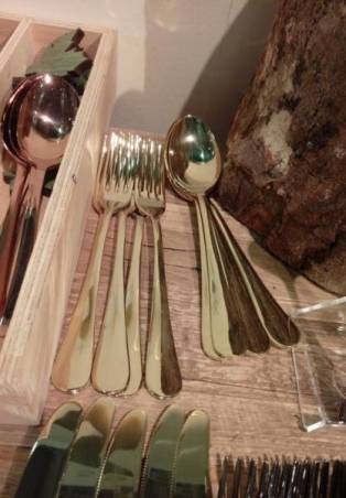 24 Piece Shiny Golden Steel Cutlery Set - Serena - Rivadossi Sandro -  - 