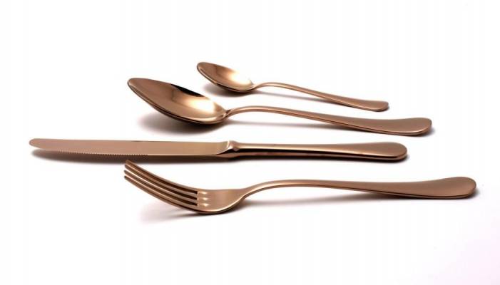 Service 24 Pieces - Italian Flatware Stainless Steel 18/10 in Polished Rose Gold PVD - Serena - Rivadossi Sandro - 