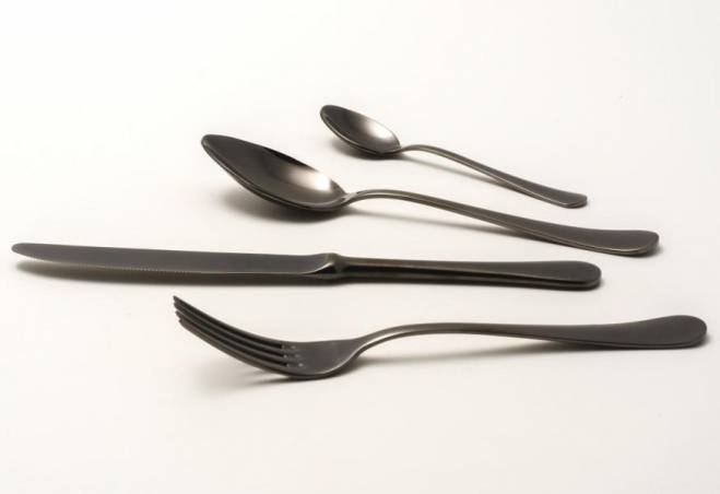 Modern Cutlery 18/10 Stainless Steel - Glossy Anthracite Gray Pvd - Serena Set of 24 Pieces - 