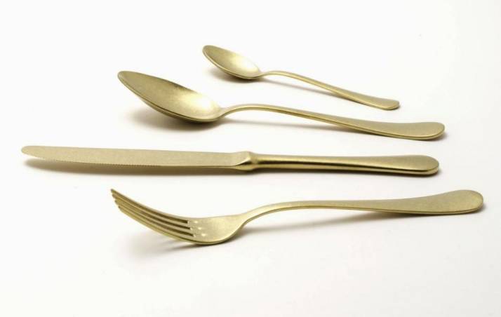 Vintage Stainless Steel Cutlery Style - Golden PVD - Serena Antique Set 24 Pieces - 