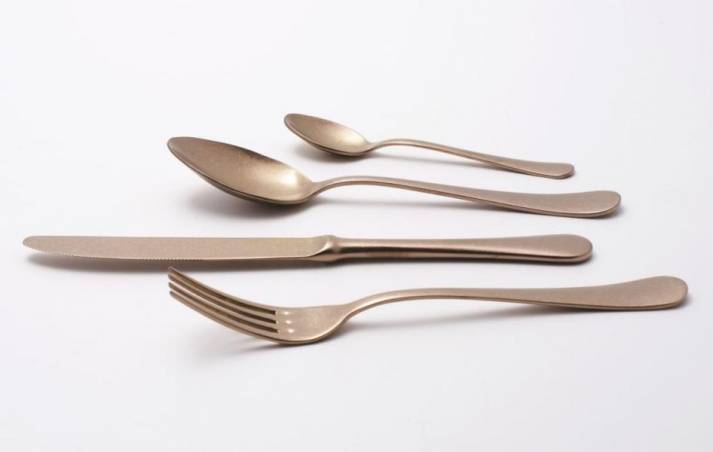 Vintage Style Steel Cutlery - Copper Pvd - Serena Antico Set 24 Pieces -  - 