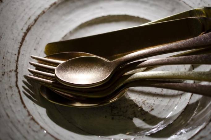 Vintage Style Steel Cutlery - Copper Color PVD - Serena Antico Set 24 Pieces -  - 