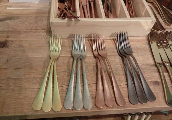 Vintage Style Steel Cutlery - Copper Pvd - Serena Antico Set 24 Pieces - 