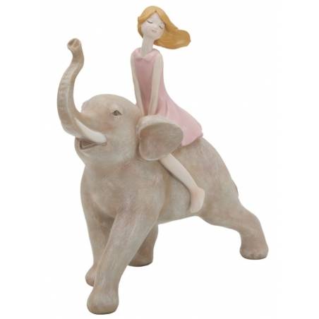 Statuette Dolly sur éléphant 22x10x21 cm - 