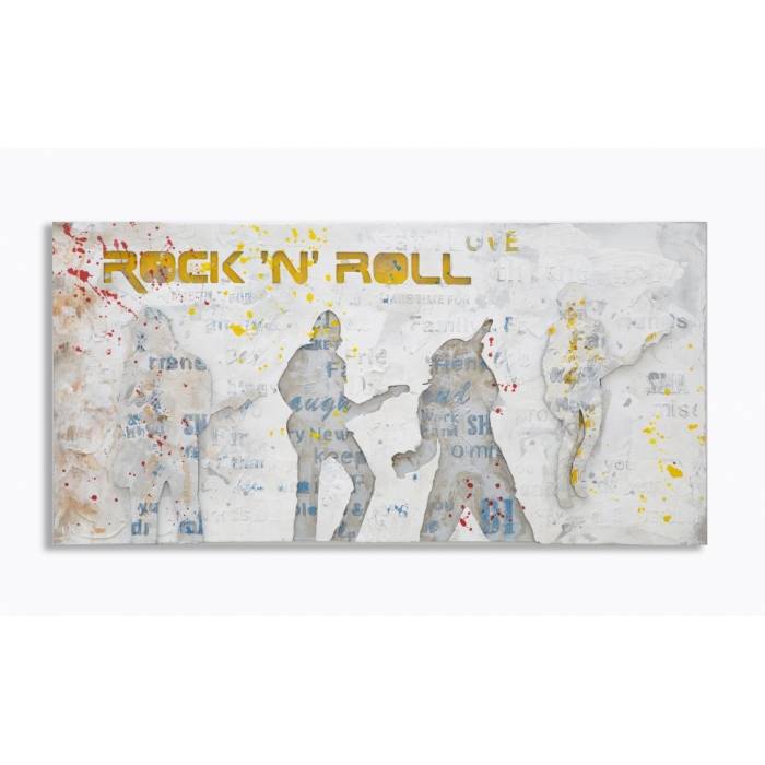 Dipinto Su Tela Rock N Roll Cm 120X3X60- Mauro Ferretti - 