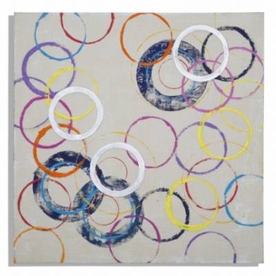 Auf Leinwand gemalte schwebende Kreise -A- Cm 80X3X80- Mauro Ferretti - 
