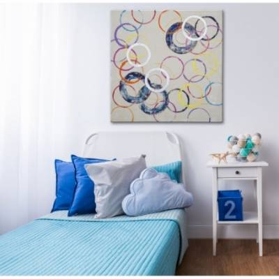 Wall Hand Painting Floating Circles -A- Cm 80X3X80 - 6