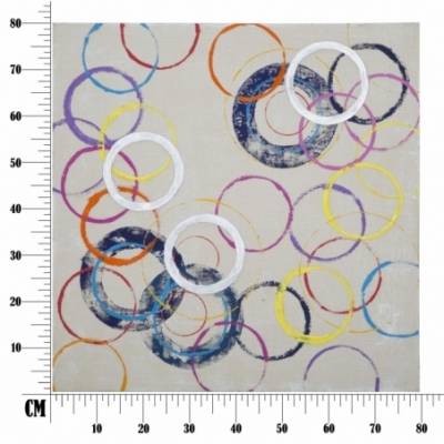 Dipinto Su Tela Floating Circles -A- Cm 80X3X80 - 9