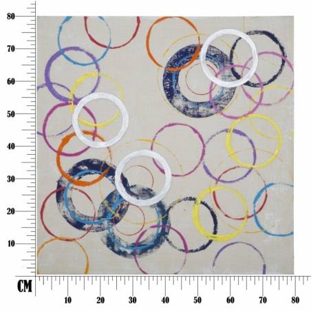 Wall Hand Painting Floating Circles -A- Cm 80X3X80 - 9
