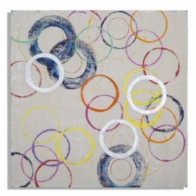 Auf Leinwand gemalte schwebende Kreise -B- Cm 80X3X80- Mauro Ferretti - 