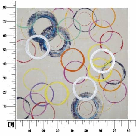 Auf Leinwand gemalte schwebende Kreise -B- Cm 80X3X80- Mauro Ferretti - 