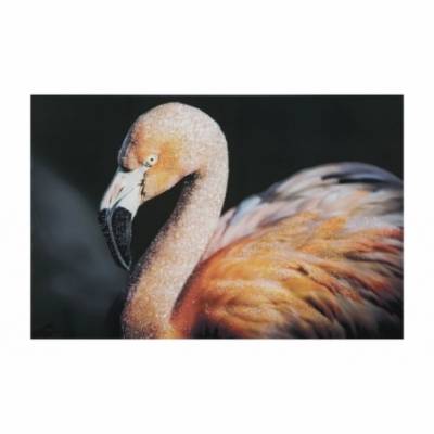 Druck auf Leinwand mit Applikationen -B- Flamingo Cm 120X3,8X80 - 