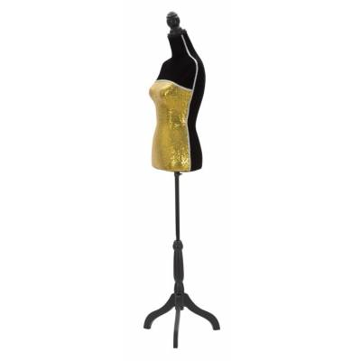 Mannequin de couture décoratif avec paillettes dorées cm 37x23x165- Mauro Ferretti - 