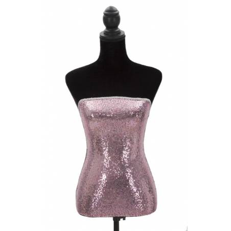 Mannequin de couture décoratif avec paillettes roses cm 37x23x165- Mauro Ferretti - 