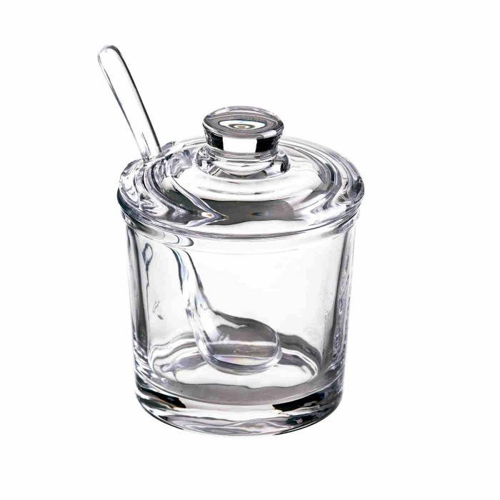 Glass Sugar Bowl Favor with Spoon -