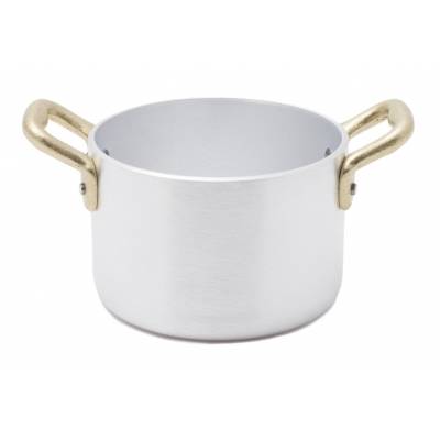 Aluminum saucepan with 2 brass handles - Vintage Style