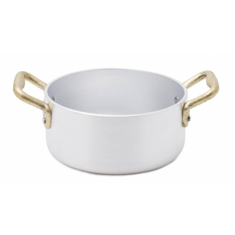 Aluminum saucepan with 2 brass handles - Ø12 - Vintage Style -  - 8009137564128