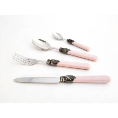 Shabby Chic / Provencal Kleo Cutlery - 24 Pcs Set by Modalyssa.Store - Pink color - 