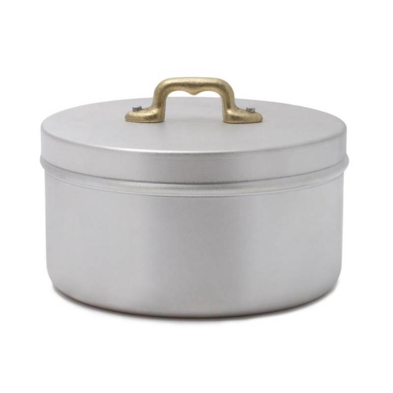 Pot en aluminium avec couvercle et poignée en laiton - style vintage - 