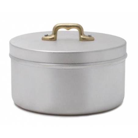 Pot en aluminium avec couvercle et poignée en laiton - style vintage - 