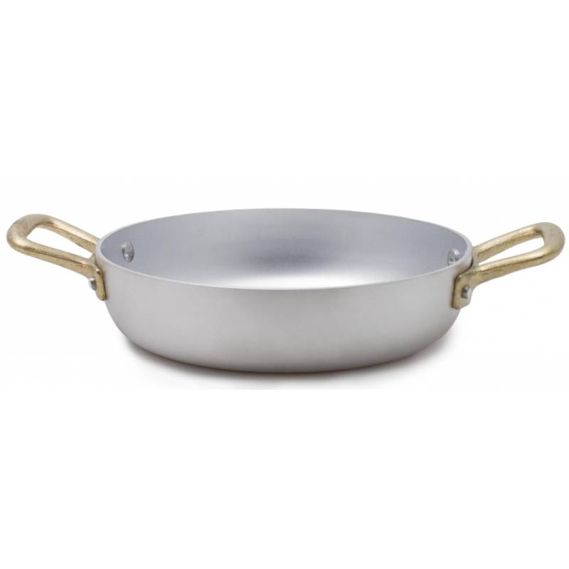 Professional Aluminum Pan with two Brass Handles - Retro Style