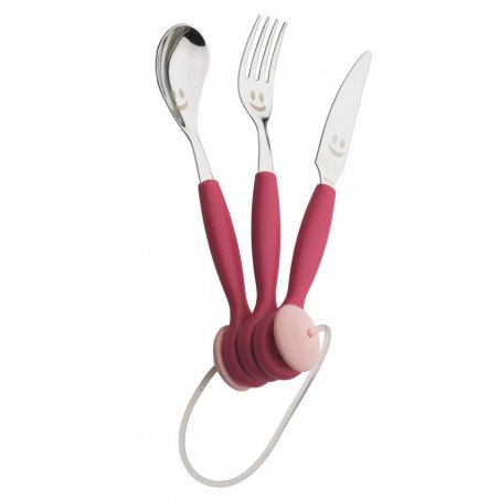 Rivadossi children's cutlery - 3 -piece sets - Fuchsia jingle -