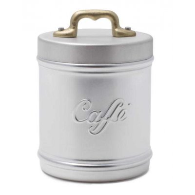Pot/récipient en aluminium avec écriture à café et couvercle - 