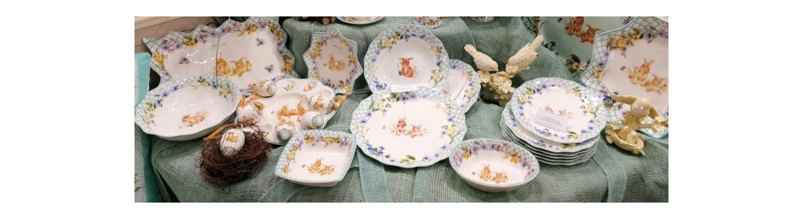 Ceramiche & Tessuti Blue Light Spring| Coniglietti & Fiori | Modalyssa